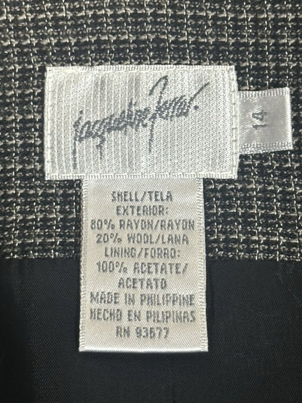 Vtg Women’s Jacqueline Ferrar Blazer Jacket Lined Plaid Sz 14 Career Office - Picture 10 of 15